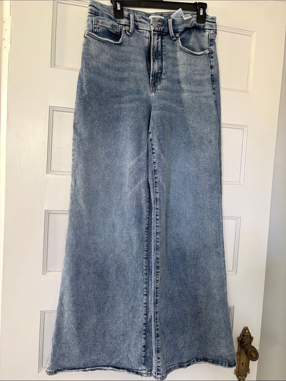 Good American Light Blue High-Rise Wide Leg Jeans